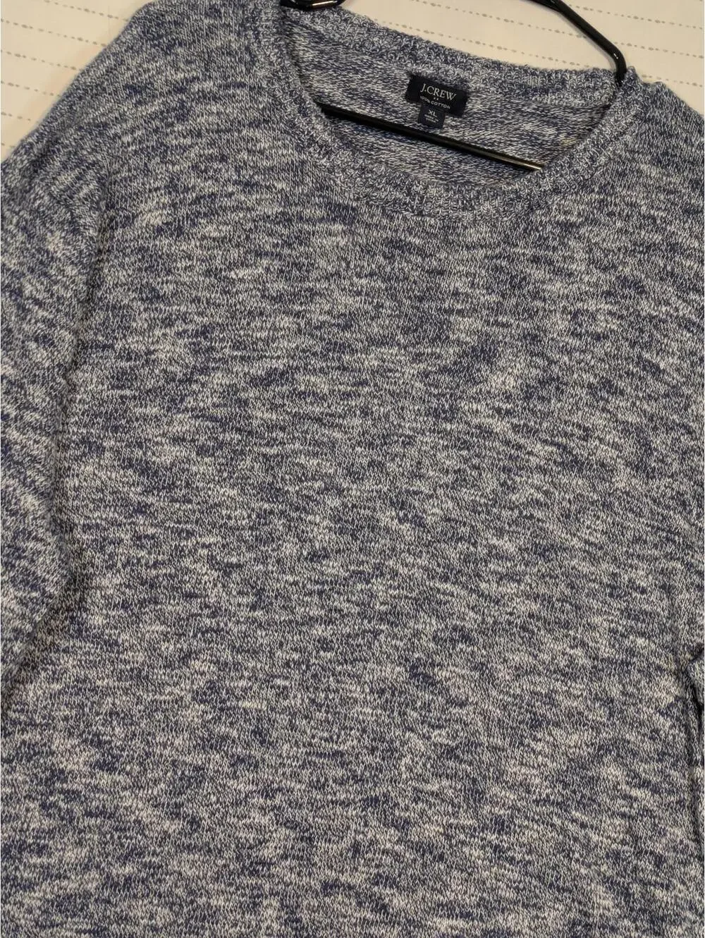 J.Crew Crewneck Knit Sweater Heathered Blue Casual Cotton Pullover Mens XL